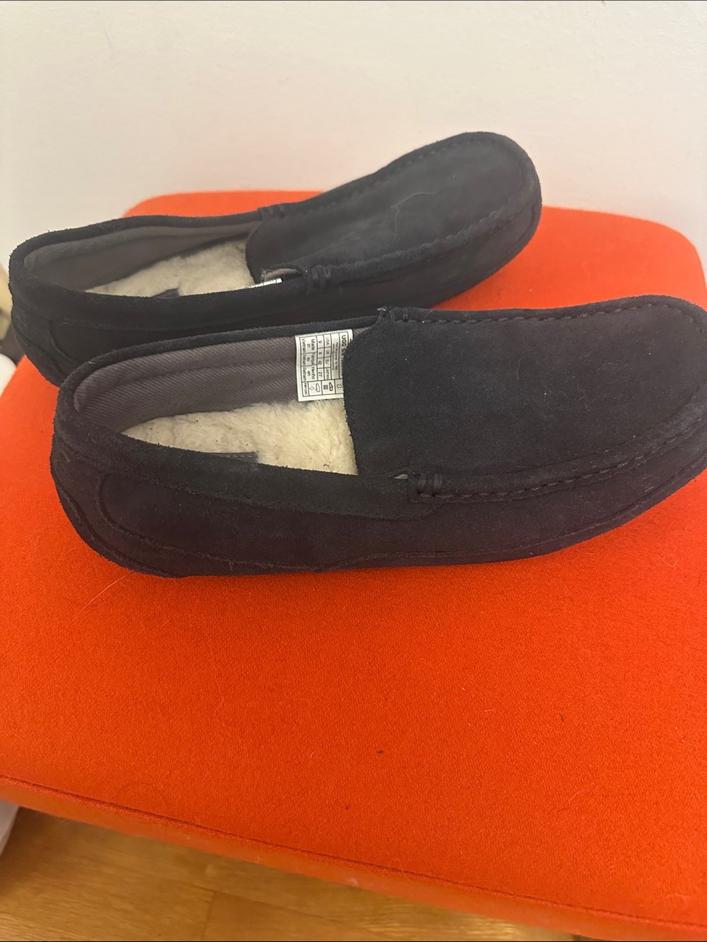Ugg Men's Black Suede Lined Moccasin Slippers